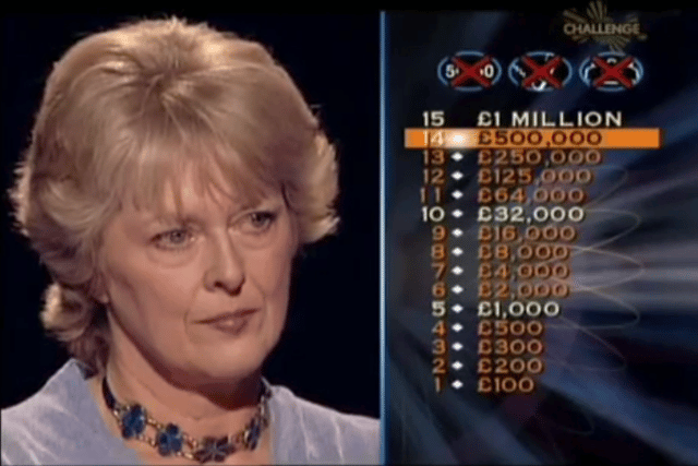 Judith Keppel pictured closing in on the £1m jackpot on Who Wants To Be A Millionaire? (Pic: DailyMotion)