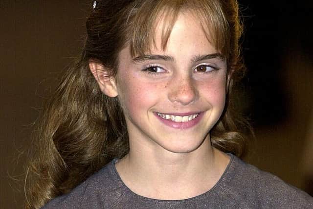 Emma Watson who plays Hermione Grainger in the Harry Potter movie arrives for the world premiere of ‘Harry Potter and the Sorcerer ‘s Stone at the Odeon Leicester Square in London 4 November 2001 (Photo by NICOLAS ASFOURI/AFP via Getty Images)