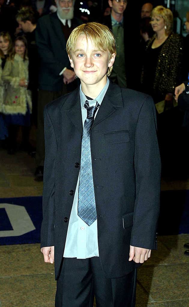 Tom Felton, who plays Draco, arrives for the world premiere of “Harry Potter and the Philosopher’s Stone” November 4, 2001 in London. (Photo by Anthony Harvey/Getty Images)