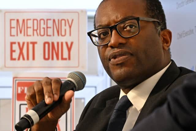 Kwasi Kwarteng speaks during a fringe meeting on the third day of the annual Conservative Party Conference in Birmingham (Photo: OLI SCARFF/AFP via Getty Images)