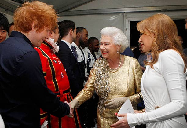 <p>Ed Sheeran meeting the Queen after the Diamond Jubilee (Pic:Getty)</p>