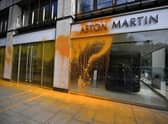 An Aston Martin car showroom on Park Lane in central London which has been sprayed with paint by Just Stop Oil protesters. Picture: PA