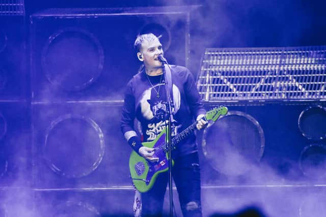 Matt Skiba of Blink-182 perform at The Forum on August 08, 2019 in Inglewood, California. (Photo by Matt Winkelmeyer/Getty Images)