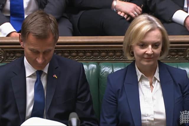 Chancellor Jeremy Hunt and Prime Minister Liz Truss in the House of Commons yesterday (17 October). Credit: PA