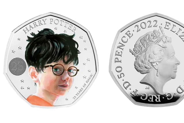 An official 50p coin featuring Harry Potter to celebrate 25 years since the publication of Harry Potter and the Philosophers Stone (Photo: PA)