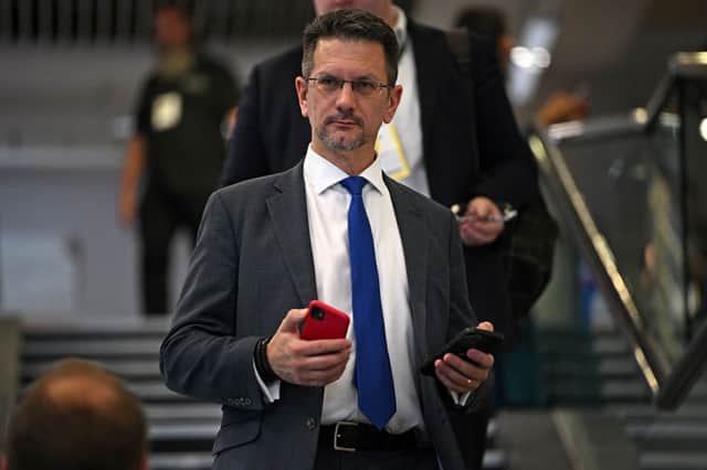 Steve Baker he walks in the conference centre on the second day of the annual Conservative Party Conference in Birmingham, central England, on October 3, 2022. (Photo by OLI SCARFF/AFP via Getty Images)