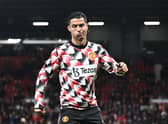 Ronaldo reacts during a warm up ahead of United v Spurs on 19 October