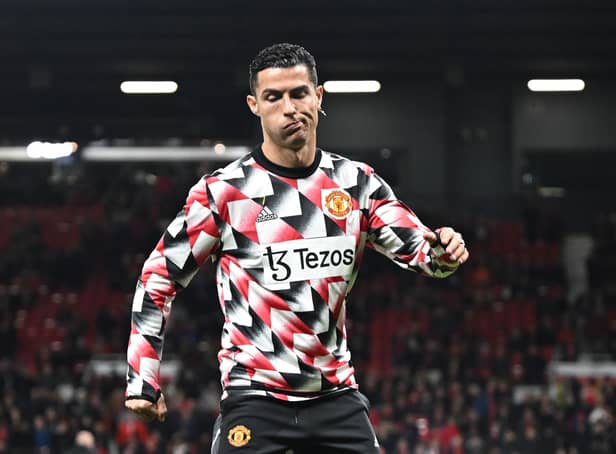<p>Ronaldo reacts during a warm up ahead of United v Spurs on 19 October</p>