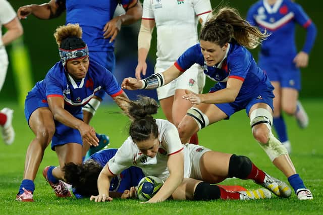 Emily Scarratt during England’s World Cup match against France