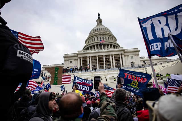 Crowds gathered outside the Capitol Building on January 6 2021. (Credit: Getty Images)