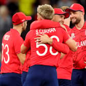 England celebrate Sam Curran’s fifer against Afghanistan