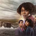 A promotional image for The Pact S2, depicting Rakie Ayola as Christine, Jordan Wilks as Connor, Aaron Anthony as Jamie, Mali Ann Rees as Megan, and Lloyd Everitt as Will (Credit: BBC/Little Door Productions)