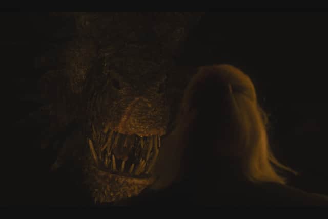 Matt Smith as Daemon Targaryen, approaching the dragon Vermithor (Credit: HBO)