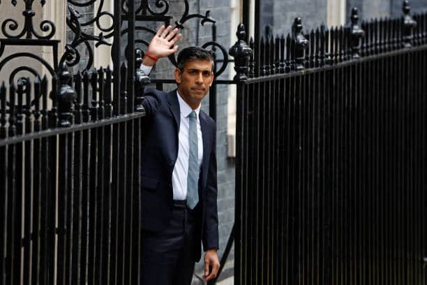 Rishi Sunak, the new PM, as he enters Downing Street (Pic:Getty)