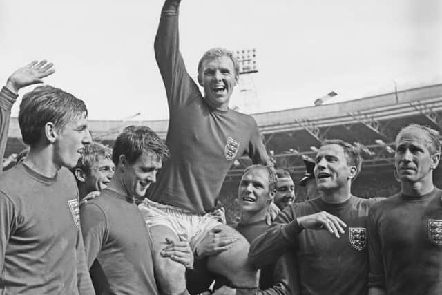 England captain Bobby Moore pictured with the Jules Rimet trophy in 1966 (Getty Images)
