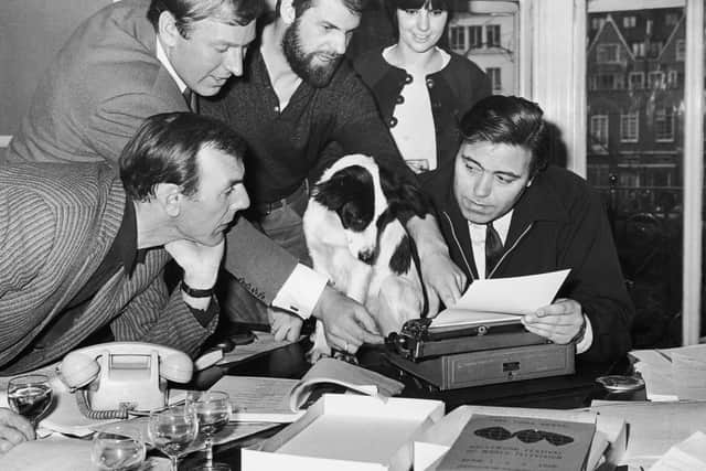 Pickles, the dog who found the stolen World Cup trophy, is offered a part in the comedy film ‘The Spy with a Cold Nose’, 29th March 1966. (Getty Images)
