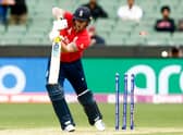 Ben Stokes’ wickets fly off after being bowled by Fionn Hand 