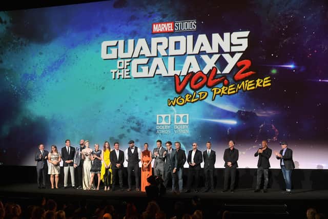 Cast and producers of Guardians of the Galaxy Vol. 2 at the world premiere in 2017 (Pic: Getty Images for Disney)