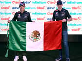 Sergio Perez (L) and Max Verstappen hold Mexican flag ahead of Mexican GP this weekend