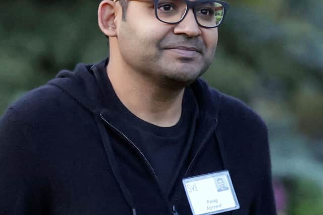 Parag Agrawal, CEO of Twitter, walks to a morning session during the Allen & Company Sun Valley Conference on July 06, 2022 in Sun Valley, Idaho (Photo by Kevin Dietsch/Getty Images)