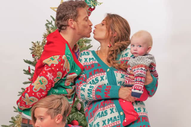 Stacey Solomon, Joe Swash and family, release their debut Christmas card to launch Card Factory’s new online and in-store Festive Family Photoshoot service. (Photo by Card Factory via Getty Images)