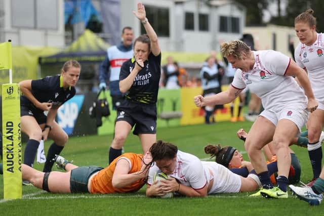 Amy Cokayne scores for England in World Cup quarter-final