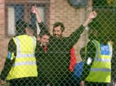 A view of people thought to be migrants at the Manston migrant facility. Credit: PA