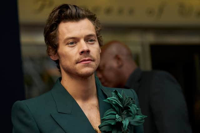 British singer-actor Harry Styles  at the premiere of My Policeman during the Toronto International Film Festival in Toronto, Ontario, Canada. (Photo by Geoff Robins / AFP)