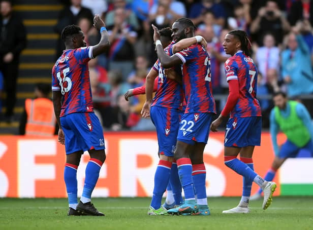 <p>Palace celebrate Odsonne Edouard’s goal against Southampton</p>