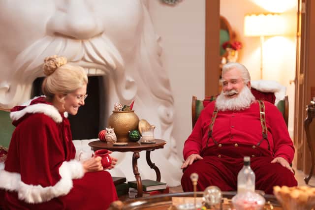 Elizabeth Mitchell as Mrs Claus and Tim Allen as Santa Claus (Credit: Disney/James Clark)