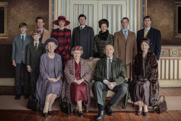 A Windsor family portrait, with Imelda Staunton as the Queen at the centre (Credit: Keith Bernstein/Netflix)