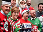 Nicola Sturgeon promoting Save the Children’s Christmas jumper day in 2017 (Getty Images)