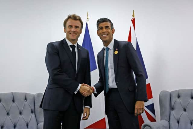 French President Emmanuel Macron meets with British Prime Minister Rishi Sunak at the COP27 climate summit in Egypt. Credit: Getty Images