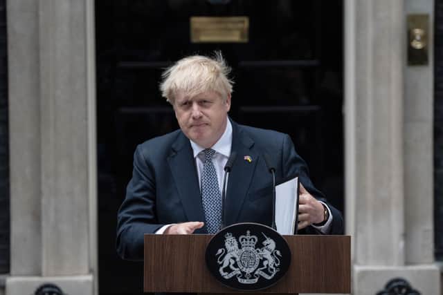 Boris Johnson addresses the nation as he announces his resignation outside 10 Downing Street on 7 July 2022 (Photo: Carl Court/Getty Images)