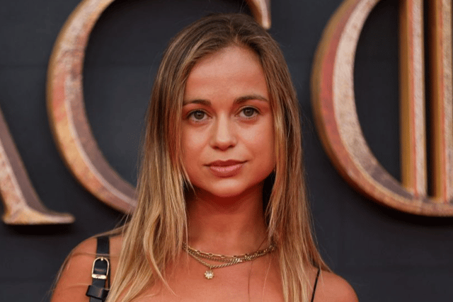 Britain's Lady Amelia Windsor poses on the red carpet upon arrival to attend the HBO original drama series "House of the Dragon" premiere at Leicester Square Gardens, in London, on August 15, 2022. (Photo by HOLLIE ADAMS / AFP) (Photo by HOLLIE ADAMS/AFP via Getty Images)