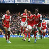 Arsenal celebrate their goal against Chelsea last weekend