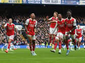 Arsenal celebrate their goal against Chelsea last weekend