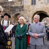 Britain’s King Charles III and Britain’s Camilla, Queen Consort are welcomed to the City of York during a ceremony at Micklegate Bar (Getty Images)