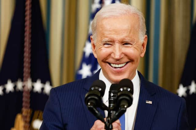 Joe Biden takes questions from reporters at the White House last night (Getty Images)