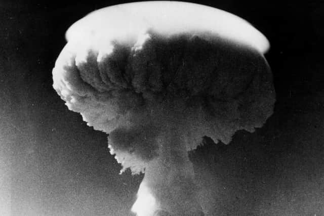 15th May 1957: A mushroom cloud rises over the Pacific Ocean following the detonation of Britain’s first H-bomb near Christmas Island (Kiribati)