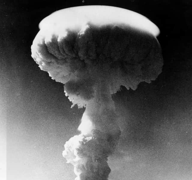 15th May 1957: A mushroom cloud rises over the Pacific Ocean following the detonation of Britain’s first H-bomb near Christmas Island (Kiribati)