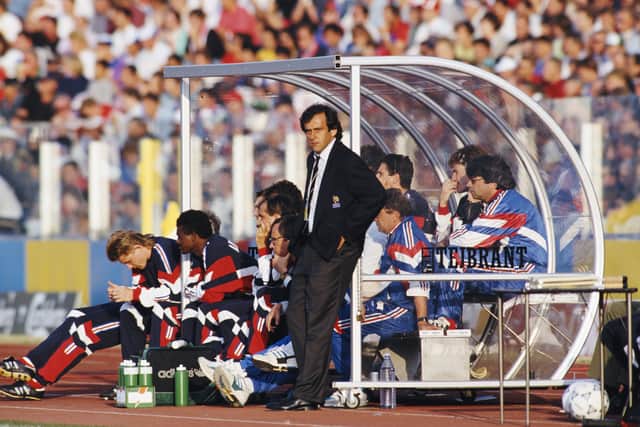 France manager Michel Platini looks on during his final game in charge at the 1992 European Championships. (Getty Images)