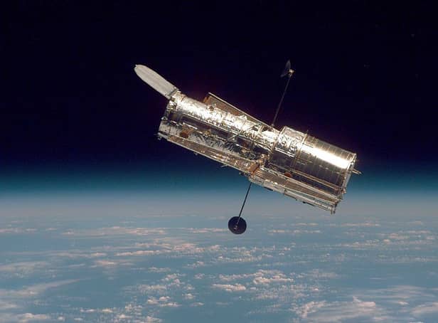<p>The Hubble telescope sits in low-earth orbit (image: Getty Images)</p>