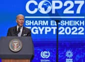 Joe Biden has said that the US is on track to meet its net zero target by 2030 during a speech at COP27. (Credit: Getty Images)