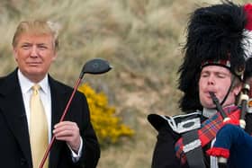 Donald Trump poses at his golf course on the Menie Estate near Aberdeen on May 27, 2010 (AFP via Getty Images