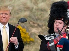 Donald Trump poses at his golf course on the Menie Estate near Aberdeen on May 27, 2010 (AFP via Getty Images