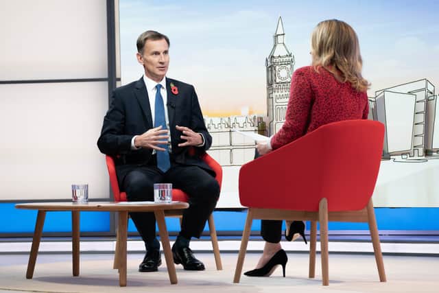 Chancellor Jeremy Hunt on the BBC’s current affairs programme, Sunday with Laura Kuenssberg. Credit: PA