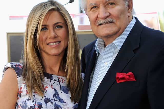 Actress Jennifer Aniston who was honoured with a star on the Hollywood Walk Of Fame in February 2022, with her father, John Aniston. Image by Getty. 