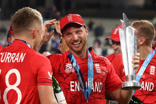 England captain Jos Buttler celebrates T20 World Cup win