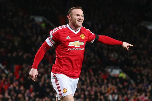 Wayne Rooney of Manchester United celebrates scoring his team’s third goal during the Barclays Premier League match between Manchester United and Stoke City at Old Trafford on February 2, 2016 in Manchester, England.  (Photo by Alex Livesey/Getty Images)